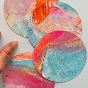 Four coasters neon blue